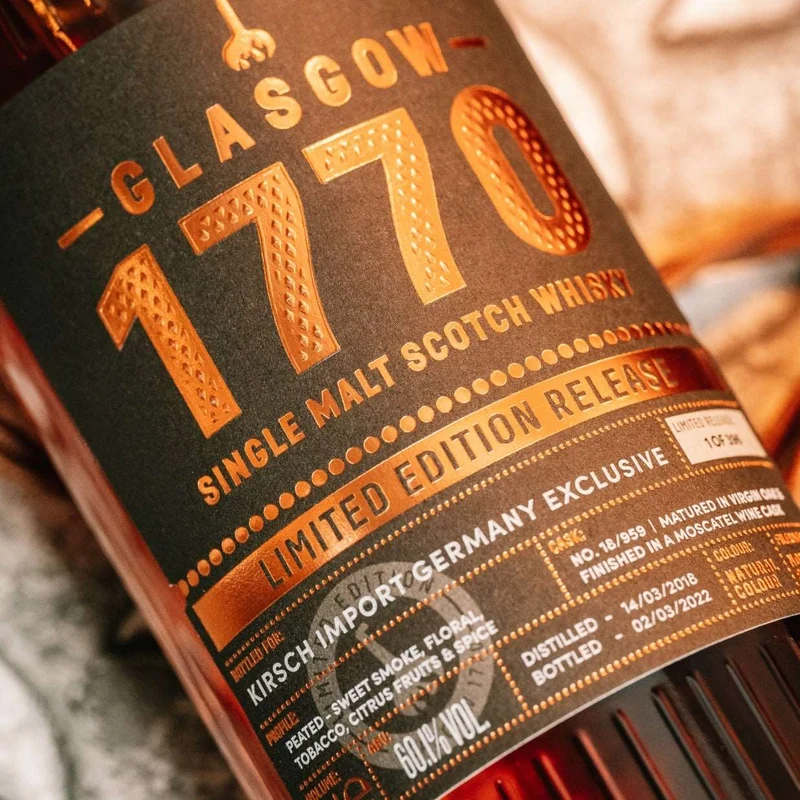 1770 Glasgow | 3 Jahre | 2018/2022 | Peated | Moscatel Finish | 0,5l | 60,1%