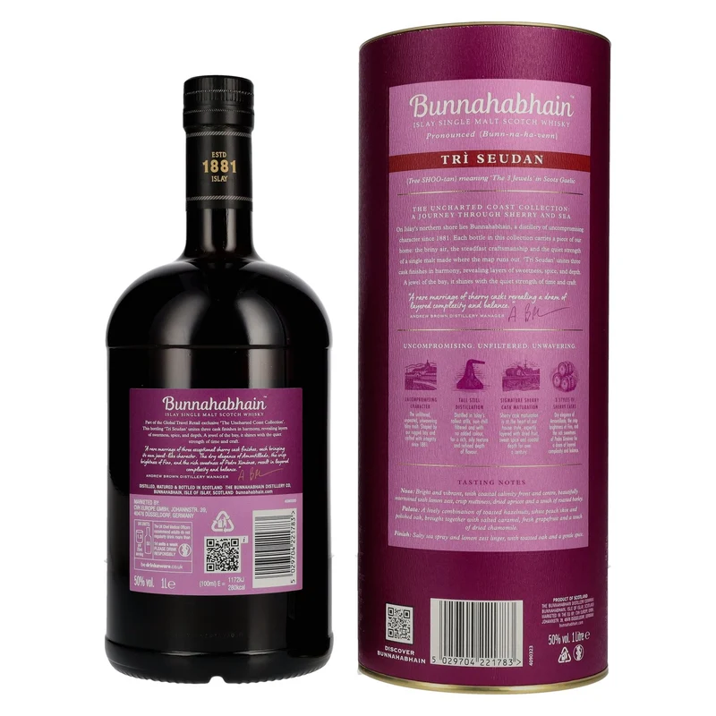 Bunnahabhain TRÌ SEUDAN Islay Single Malt Scotch Whisky 50% Vol. 1l in Geschenkbox