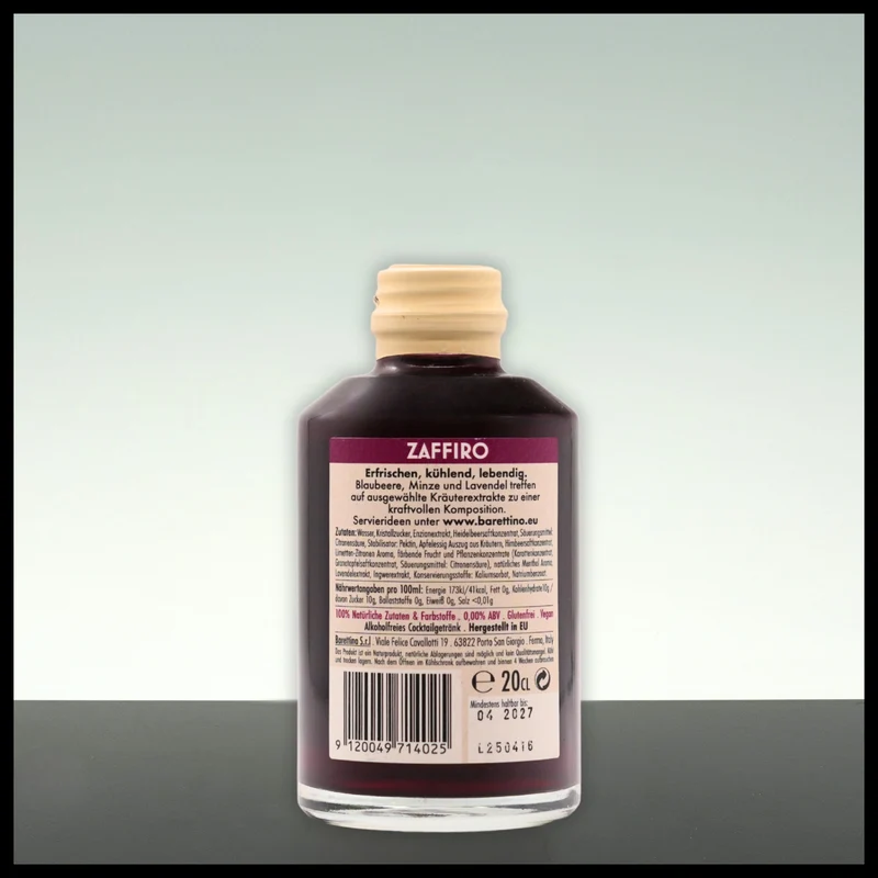 Barettino ZAFFIRO Alkoholfreier Aperitif 0,2L