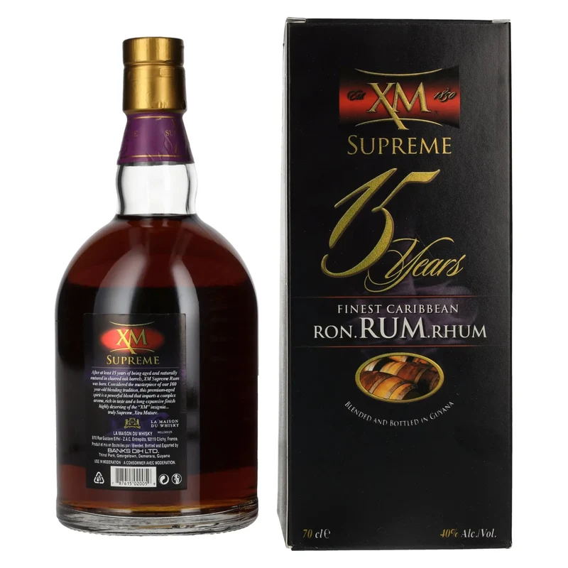 XM SUPREME 15 Years Old Finest Caribbean Rum 40% Vol. 0,7l in Geschenkbox