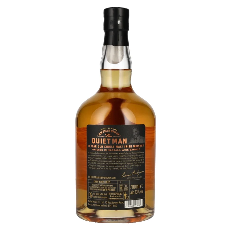 The Quiet Man BARMAN'S CODE 10 Years Old MARSALA FINISHED 43% Vol. 0,7l