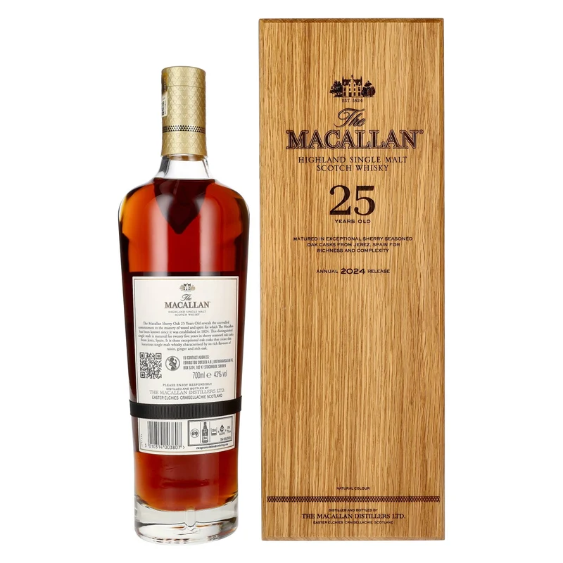 The Macallan 25 Years Old SHERRY OAK 2024 43% Vol. 0,7l in Holzkiste