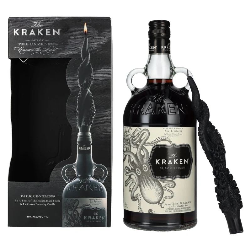 The Kraken Black Spiced 40% Vol. 1l in Geschenkbox mit Kerze