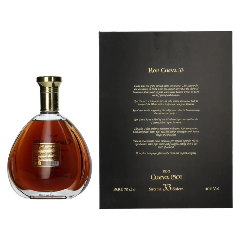 Ron Cueva 1501 Sistema 33 Solera Panama Rum 40% Vol. 0,7l in Geschenkbox