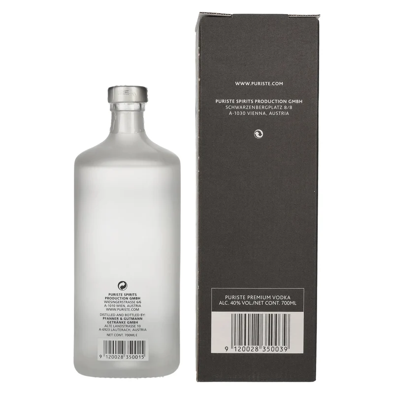 PURISTE Premium Vodka No. 1 by Hillinger & Kracher 40% Vol. 0,7l in Geschenkbox
