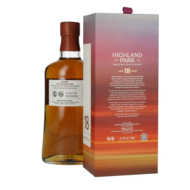 Highland Park 18 Years Old SKY OF ORKNEY Single Malt Scotch Whisky 46% Vol. 0,7l in Geschenkbox