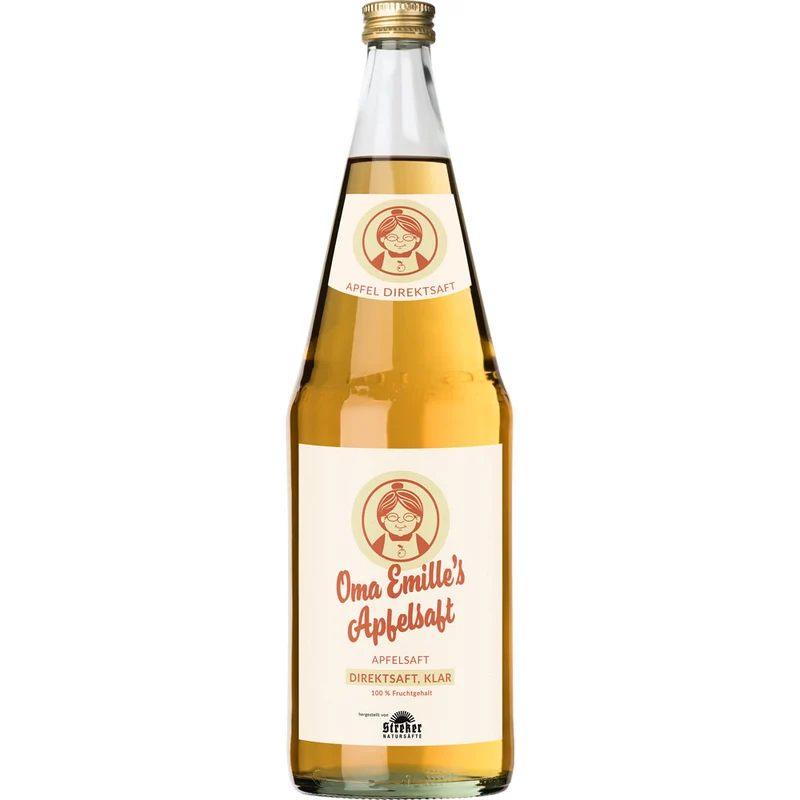 Oma Emille's Apfelsaft Direktsaft klar 6x 1 Liter (MEHRWEG)