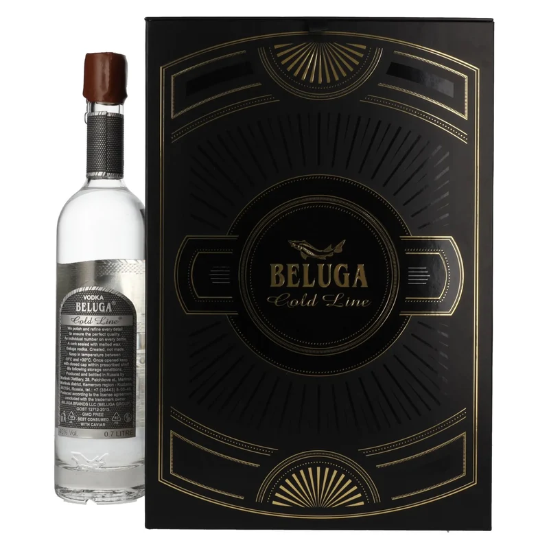 Beluga Gold Line Noble Russian Vodka 40% Vol. 0,7l in Geschenkbox mit Pinsel und Shaker