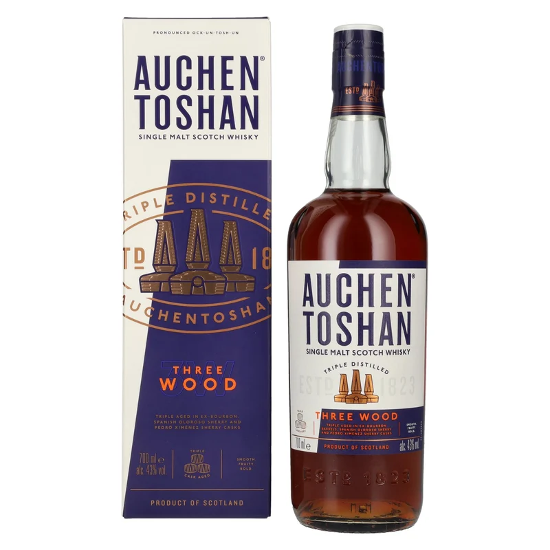Auchentoshan THREE WOOD Single Malt Scotch Whisky 43% Vol. 0,7l in Geschenkbox