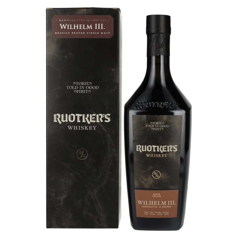 Ruotker's WILHELM III. Heavily Peated Single Malt Whiskey 46% Vol. 0,7l in Geschenkbox