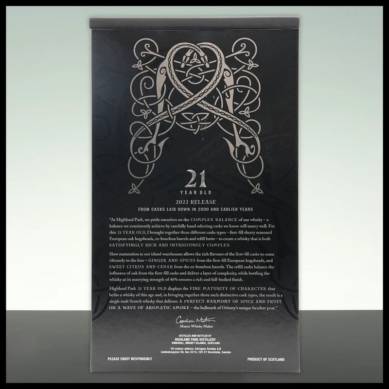 Highland Park 21 YO 2022 Release Single Malt Whisky 0,7L - 46% Vol.