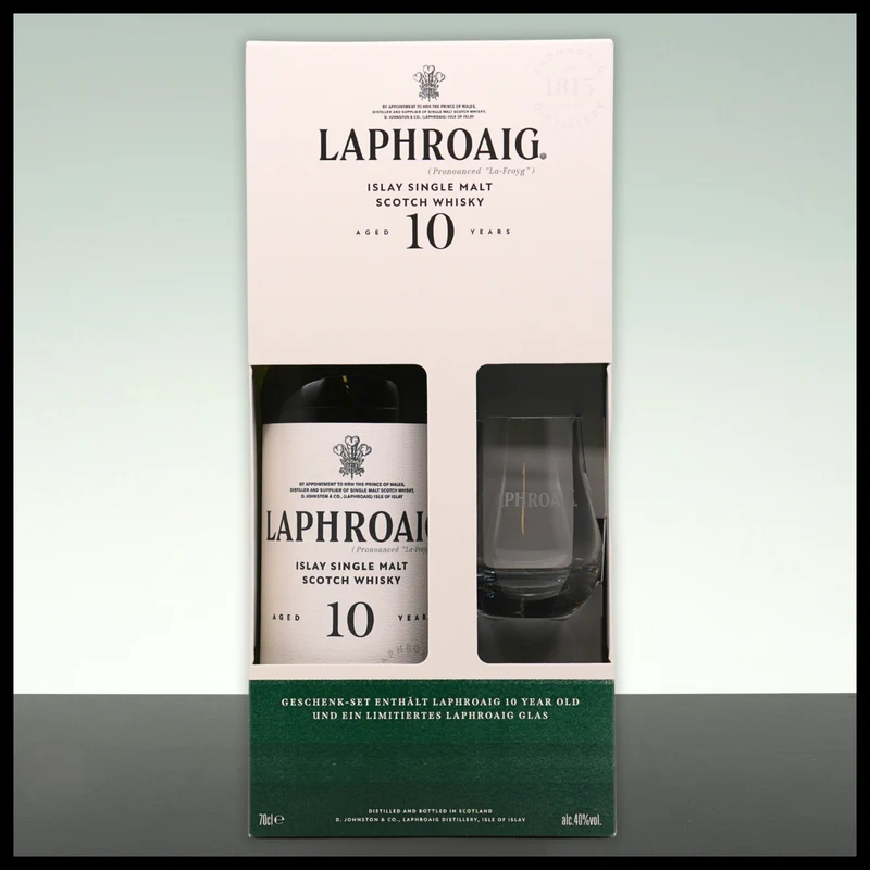 Laphroaig 10 YO Islay Single Malt Whisky Geschenkbox mit Glas 0,7L - 40% Vol.