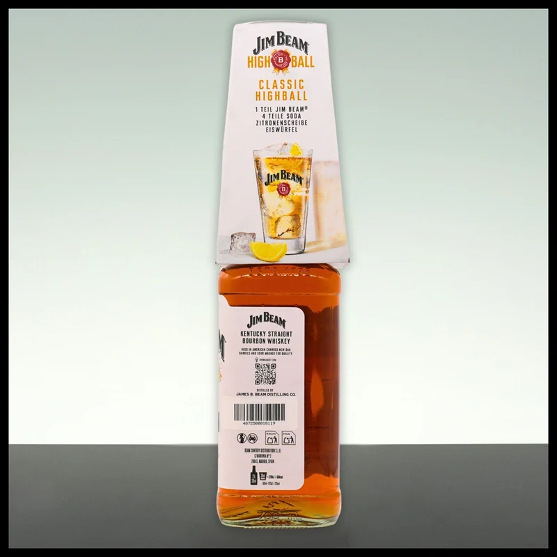 Jim Beam Kentucky Straight Bourbon Whiskey mit Glas 0,7L - 40% Vol.