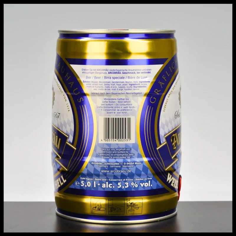 Arcobräu Weißbier Hell Partyfass 5L - 5,3% Vol.
