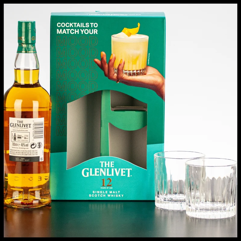 The Glenlivet 12 YO Single Malt Whisky Geschenkbox mit 2 Gläsern 0,7L - 40% Vol.