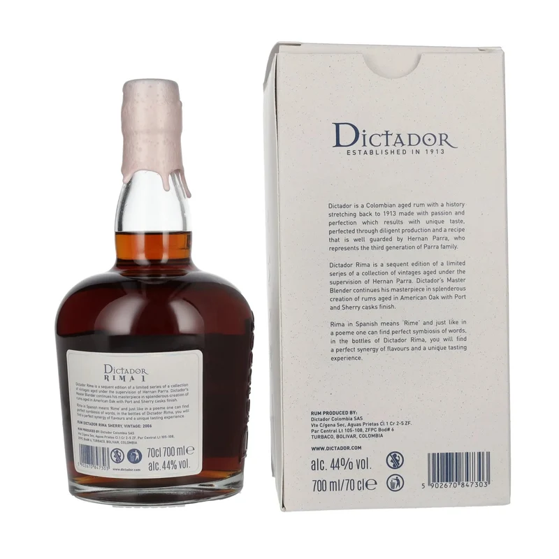 Dictador RIMA 1 16 Years Old SHERRY Cask Vintage 2006 44% Vol. 0,7l in Geschenkbox
