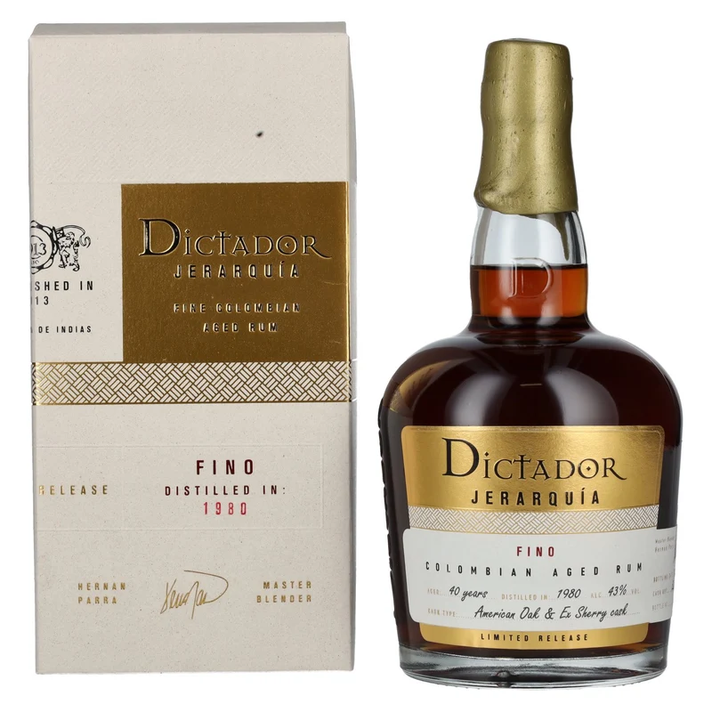 Dictador JERARQUÍA 40 Years Old FINO Rum 1980 43% Vol. 0,7l in Geschenkbox