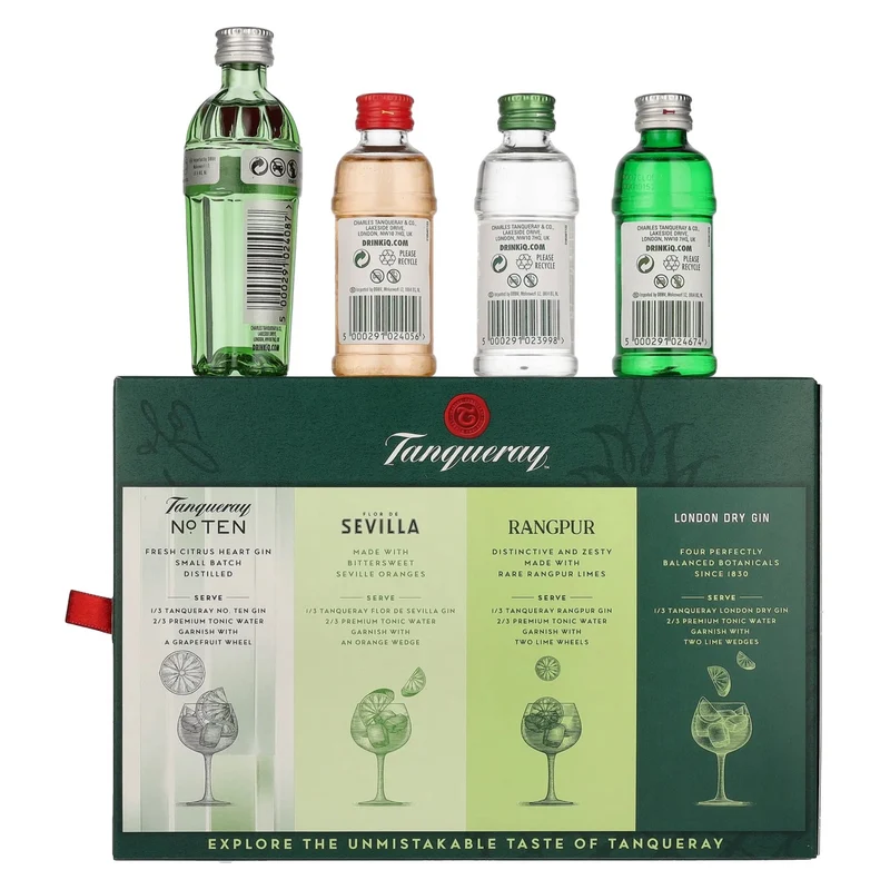 Tanqueray Gin Miniaturen Set 43,3% Vol. 4x0,05l in Geschenkbox