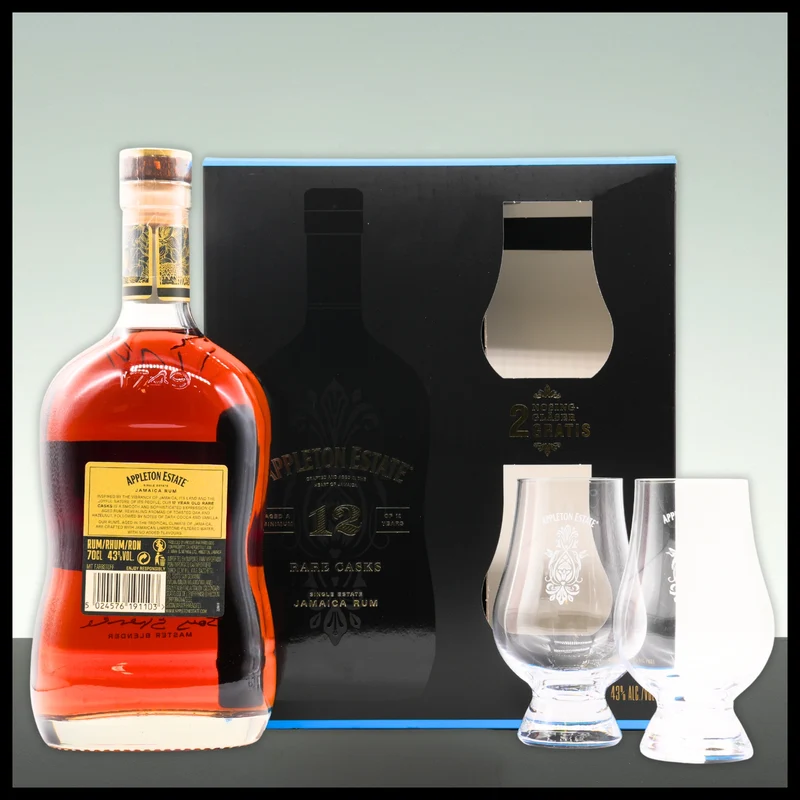 Appleton Estate 12 YO Rare Casks Rum Geschenkbox mit 2 Gläsern 0,7L - 43% Vol.