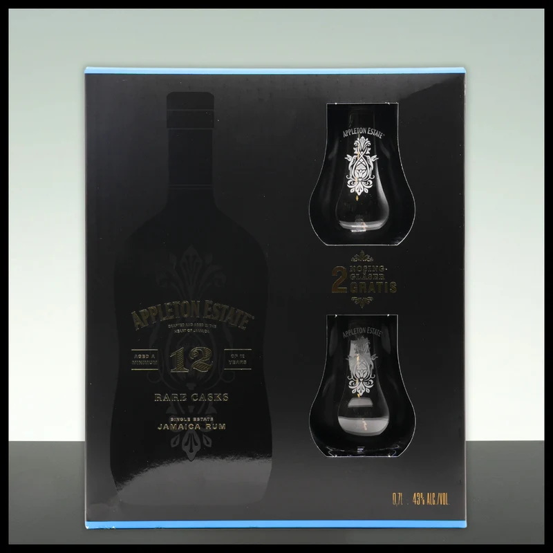 Appleton Estate 12 YO Rare Casks Rum Geschenkbox mit 2 Gläsern 0,7L - 43% Vol.