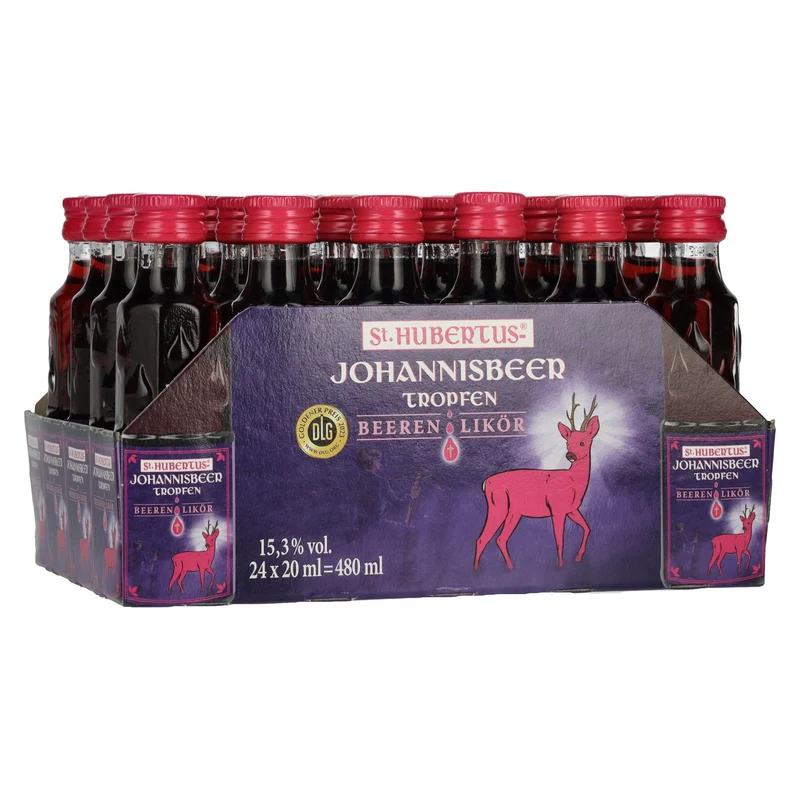 St. Hubertus JOHANNISBEER Tropfen Beeren-Likör 15,3% Vol. 24x0,02l