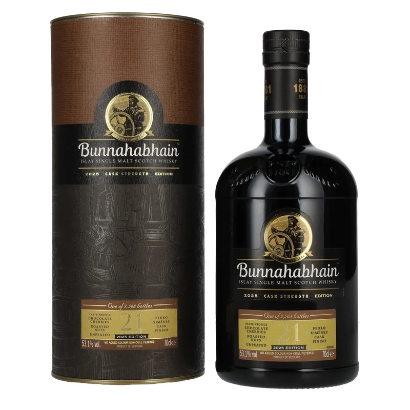 Bunnahabhain 21 Years Old Islay Single Malt Cask Strength Edition 2025 53,1% Vol. 0,7l in Geschenkbox