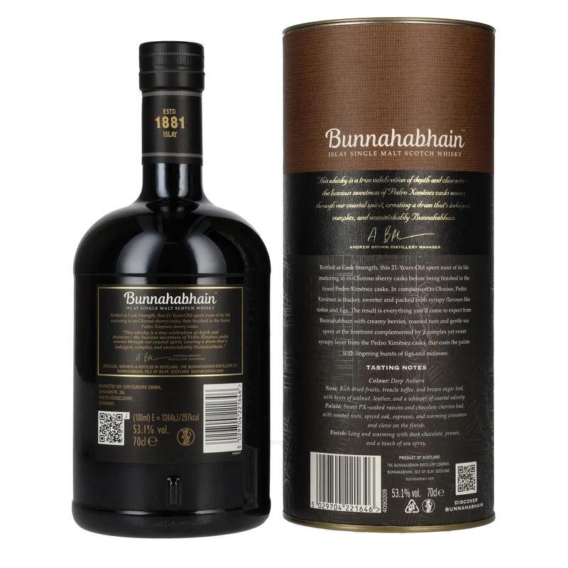 Bunnahabhain 21 Years Old Islay Single Malt Cask Strength Edition 2025 53,1% Vol. 0,7l in Geschenkbox