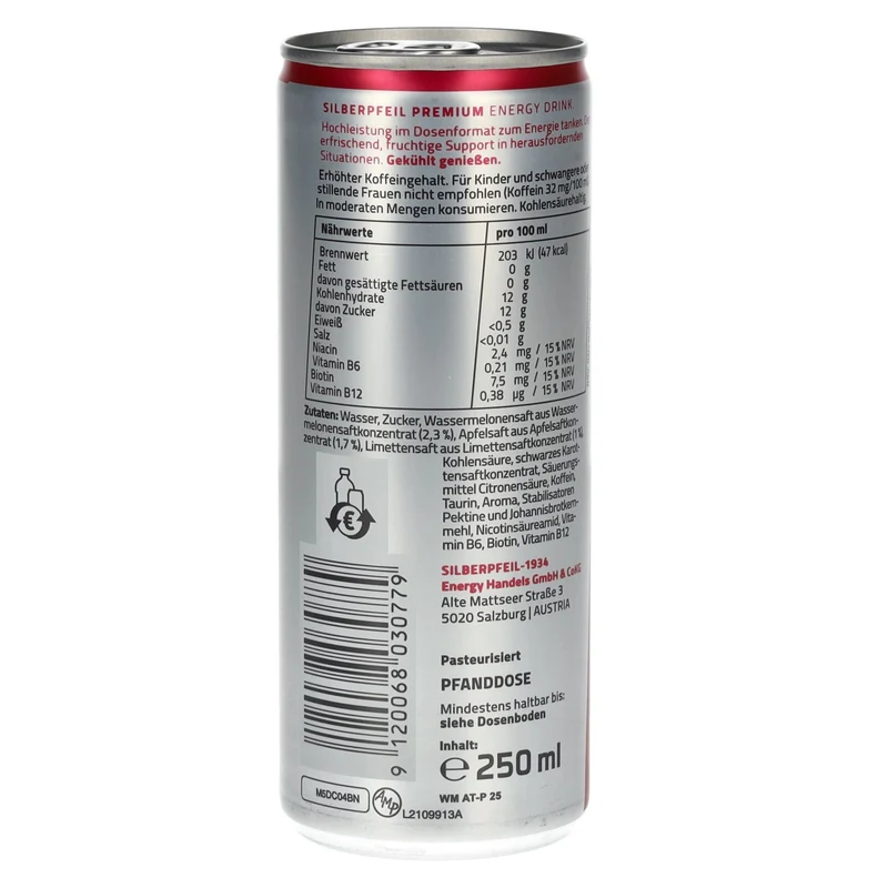 SILBERPFEIL Energy Drink WATERMELON 0,25l Dose Pfand