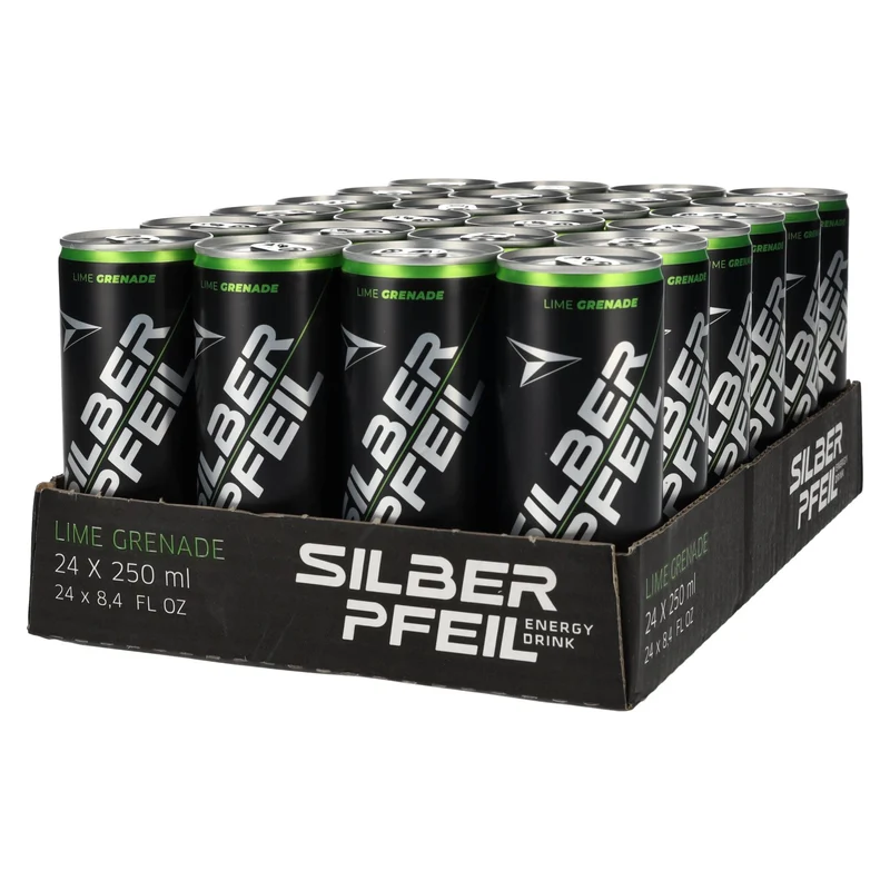 SILBERPFEIL Energy Drink LIME GRENADE Capo Edition 24x0,25l Dosen Pfand