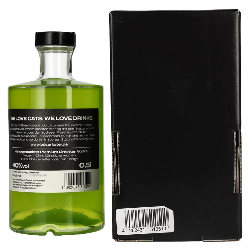 BÖSER KATER Black Light Neon Limetten Vodka 40% Vol. 0,5l in Geschenkbox
