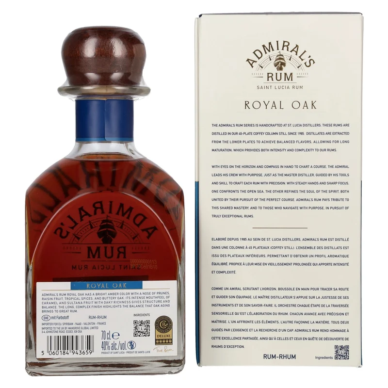 Admiral's ROYAL OAK Extra Old Saint Lucia Rum 40% Vol. 0,7l in Geschenkbox