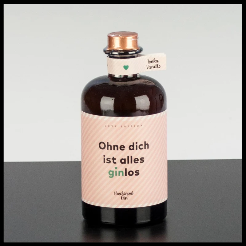 Flaschenpost Gin “Ohne dich ist alles Ginlos” Love Edition 0,5L - 41% Vol.