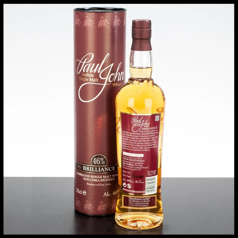 Paul John Brilliance Indian Single Malt Whisky 0,7L - 46% Vol.