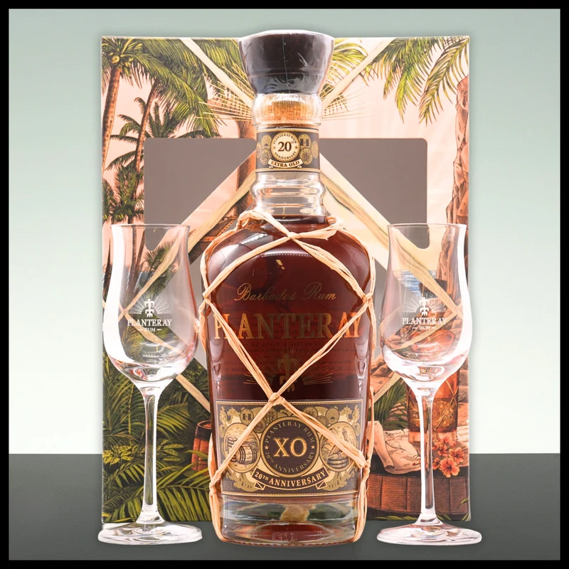 Planteray Barbados XO Rum 20th Anniversary Geschenkbox mit 2 Gläsern 0,7L - 40% Vol.