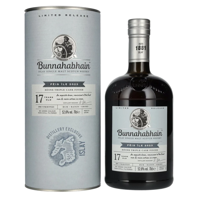 Bunnahabhain 17 Years Old MÒINE TRIPLE CASK Limited Release Fèis Ìle 2023 52,6% Vol. 0,7l in Geschenkbox