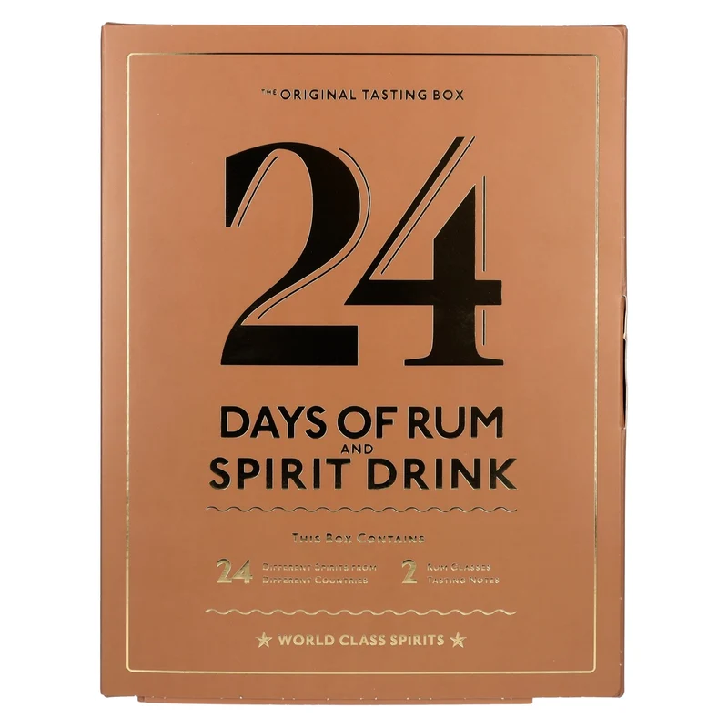 24 DAYS OF RUM AND SPIRIT DRINK The Original Tasting Box 41% Vol. 24x0,02l in Geschenkbox mit 2 Nosing Gläsern